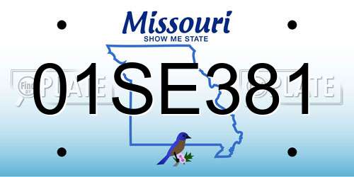 01SE381 Missouri License Plate