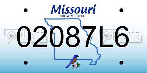 02087L6 Missouri License Plate