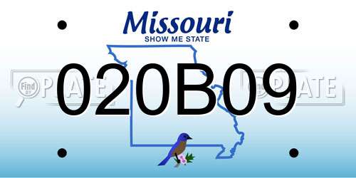 020B09 Missouri License Plate