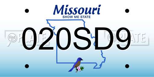 020SD9 Missouri License Plate