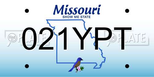 021YPT Missouri License Plate