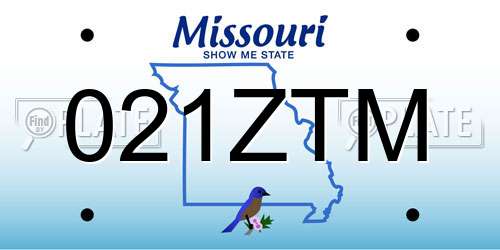 021ZTM Missouri License Plate