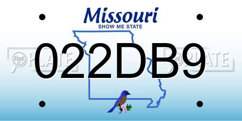 022DB9 Missouri License Plate
