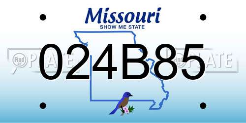 024B85 Missouri License Plate