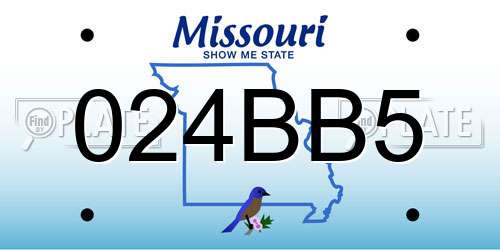 024BB5 Missouri License Plate