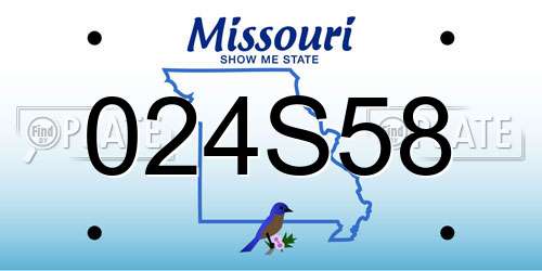 024S58 Missouri License Plate