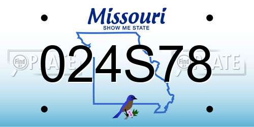 024S78 Missouri License Plate