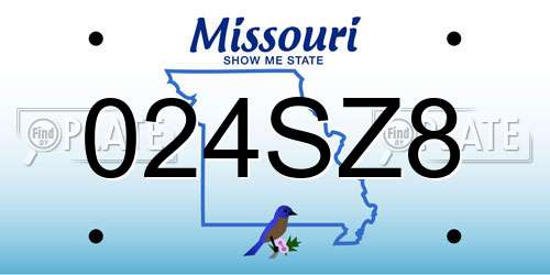 024SZ8 Missouri License Plate