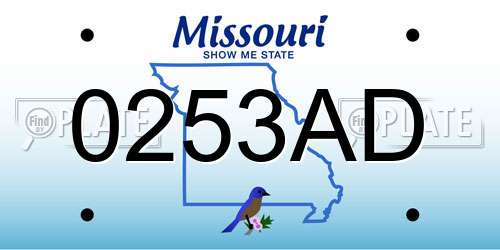 0253AD Missouri License Plate