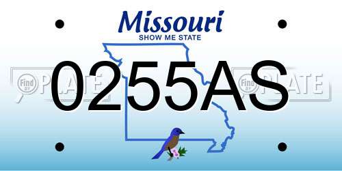 0255AS Missouri License Plate