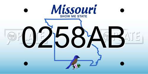0258AB Missouri License Plate