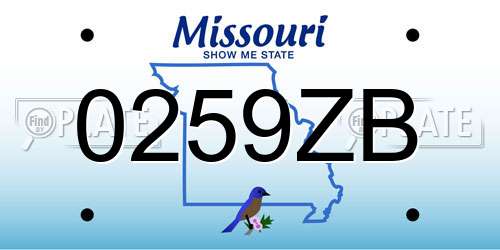 0259ZB Missouri License Plate
