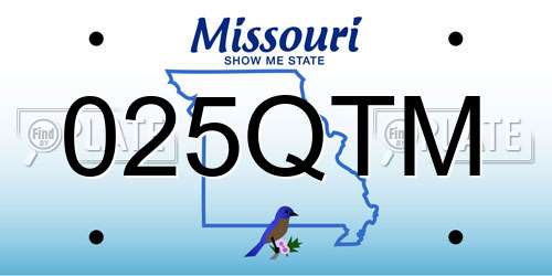 025QTM Missouri License Plate