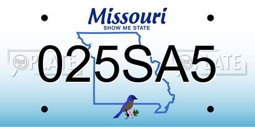 025SA5 Missouri License Plate