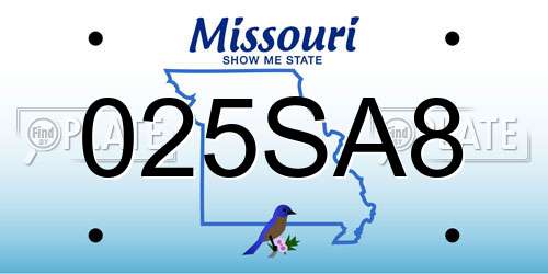 025SA8 Missouri License Plate