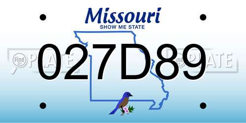 027D89 Missouri License Plate