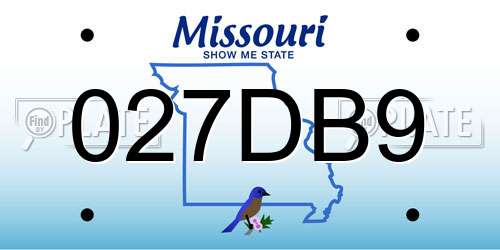 027DB9 Missouri License Plate