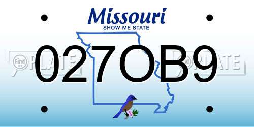 027OB9 Missouri License Plate