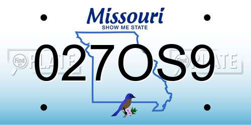 027OS9 Missouri License Plate