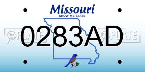 0283AD Missouri License Plate