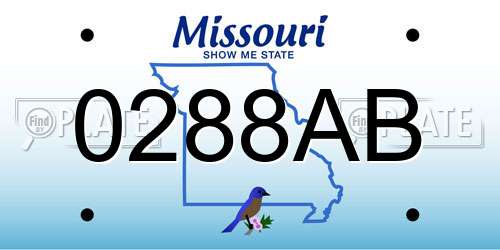 0288AB Missouri License Plate