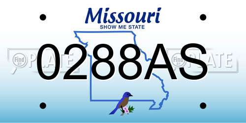 0288AS Missouri License Plate
