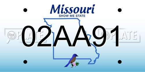 02AA91 Missouri License Plate