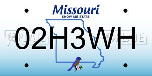 02H3WH Missouri License Plate