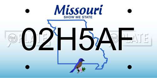 02H5AF Missouri License Plate