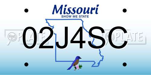02J4SC Missouri License Plate