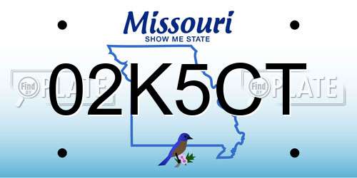 02K5CT Missouri License Plate