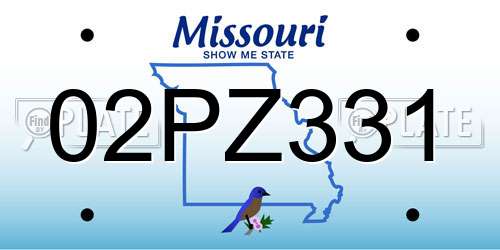 02PZ331 Missouri License Plate