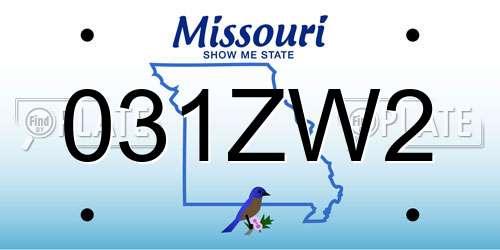 031ZW2 Missouri License Plate