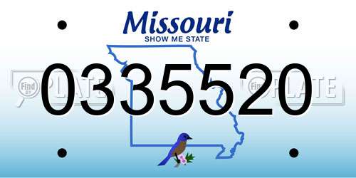 0335520 Missouri License Plate