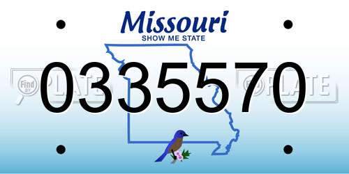 0335570 Missouri License Plate