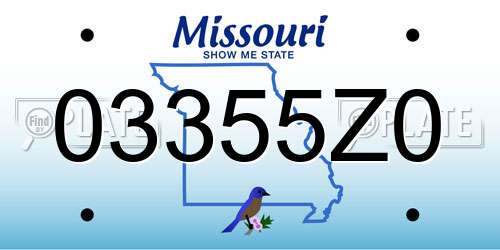 03355Z0 Missouri License Plate
