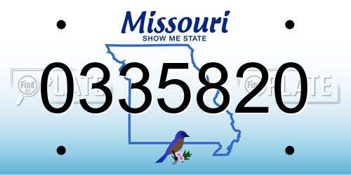 0335820 Missouri License Plate