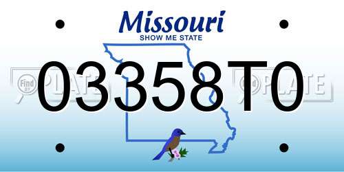 03358T0 Missouri License Plate