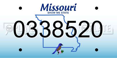 0338520 Missouri License Plate