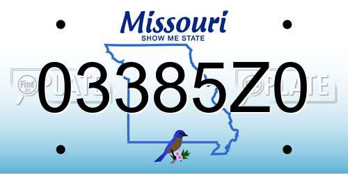 03385Z0 Missouri License Plate