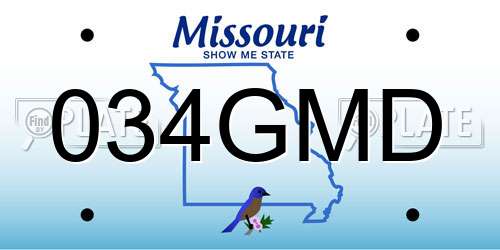 034GMD Missouri License Plate