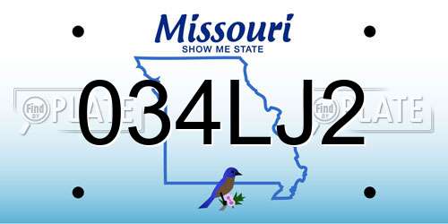 034LJ2 Missouri License Plate