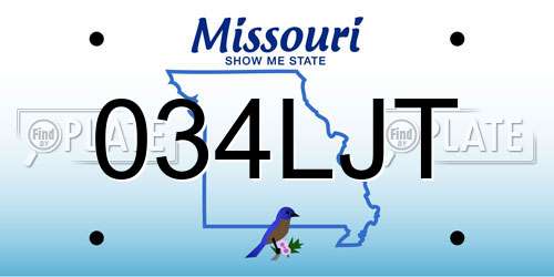 034LJT Missouri License Plate