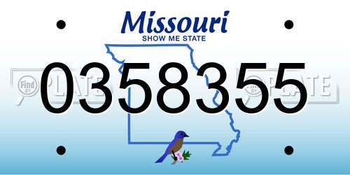 0358355 Missouri License Plate