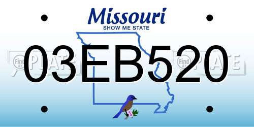 03EB520 Missouri License Plate