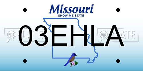 03EHLA Missouri License Plate