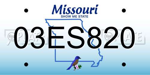 03ES820 Missouri License Plate
