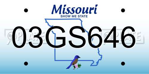 03GS646 Missouri License Plate