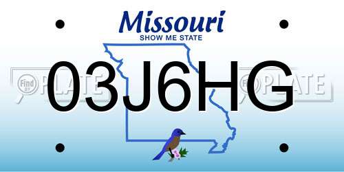 03J6HG Missouri License Plate