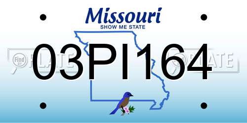 03PI164 Missouri License Plate